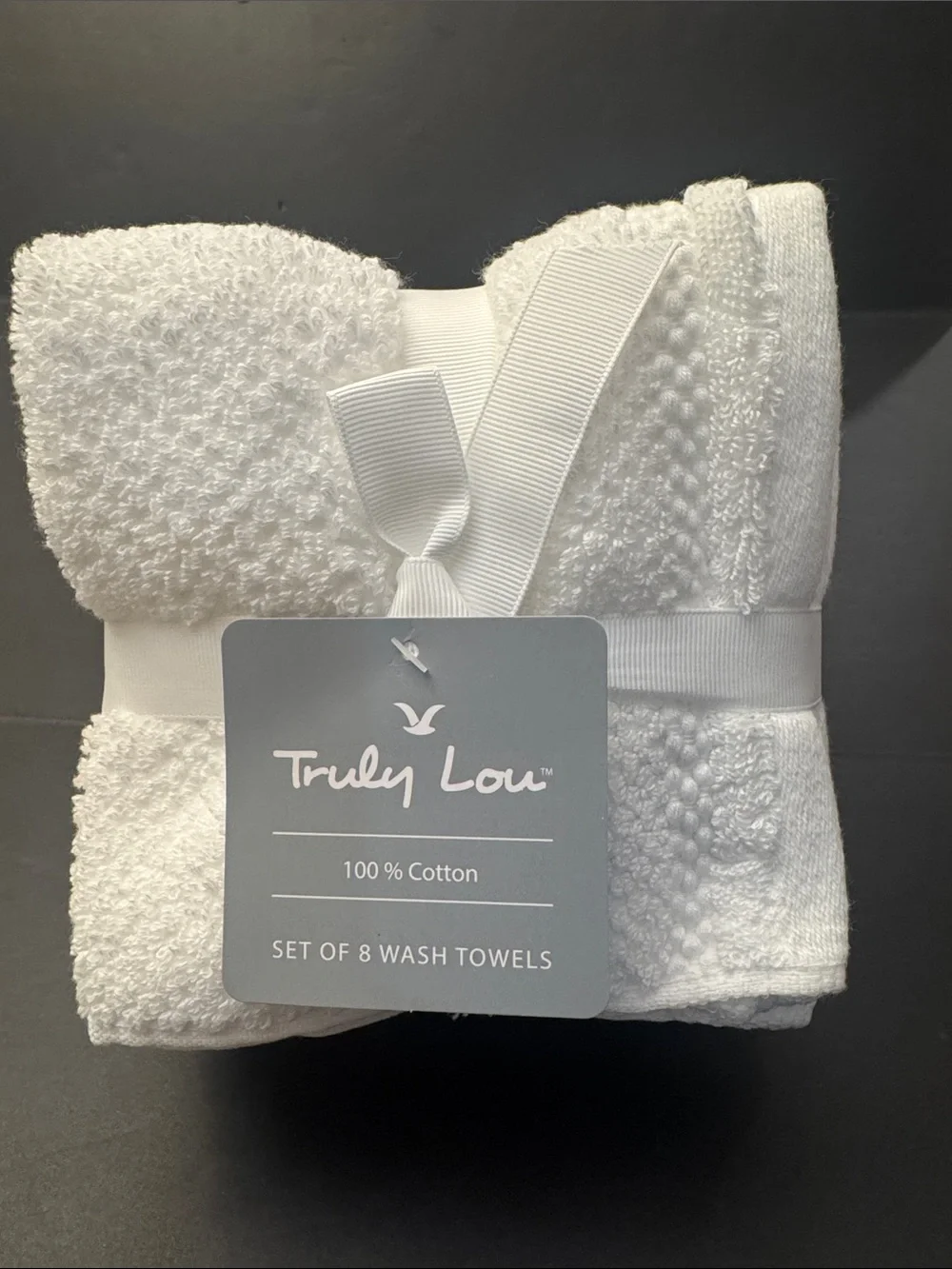 8pc TRULY LOU 💯% Cotton Washcloth Towel Set - White